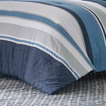 Load image into Gallery viewer, King Comforter + 2 King Shams + 2 Throw Pillows Navy Westport 100% Cotton Comforter Set
