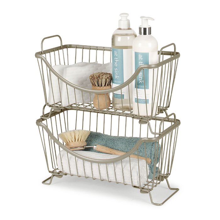 Satin Nickel Wire Basket (Set of 2)