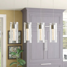 Load image into Gallery viewer, Zachery 4 - Light Kitchen Island Cylinder LED Pendant with Crystal Accents

