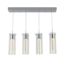 Load image into Gallery viewer, Zachery 4 - Light Kitchen Island Cylinder LED Pendant with Crystal Accents

