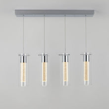 Load image into Gallery viewer, Zachery 4 - Light Kitchen Island Cylinder LED Pendant with Crystal Accents
