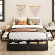 Load image into Gallery viewer, Queen Bed Frame with 4 Drawers, Upholstered Platform Bed, No Box Spring Needed, Easy Assembly
