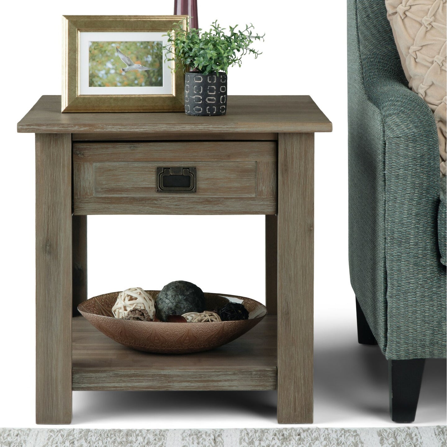Laforce End Table, Top Material: Solid Wood, Drawer Storage