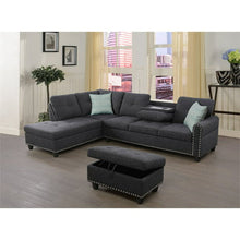 Load image into Gallery viewer, Fabric Ottoman-Dark Gray
