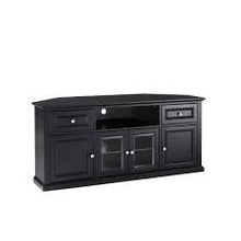 Load image into Gallery viewer, Black Wood Corner TV Stand with 2 Drawer Fits TVs Up to 60 in. with Storage Doors
