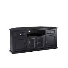 Black Wood Corner TV Stand with 2 Drawer Fits TVs Up to 60 in. with Storage Doors