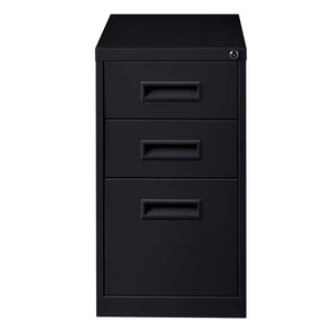 3-Drawer Mobile File Cabinet with Wheels, Black
