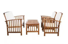 Load image into Gallery viewer, Rocklin Teak Brown 4-Piece Wood Patio Conversation Set with Beige Cushions
