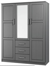 Load image into Gallery viewer, Cosmo Gray 6 Shelf Wardrobe with Mirrored Door
