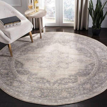 Load image into Gallery viewer, Brentwood Cream/Gray 3 ft. x 3 ft. Round Medallion Border Floral Area Rug
