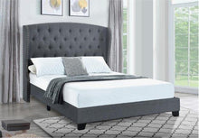 Load image into Gallery viewer, King Tufted Wing Bed in Charcoal Gray
