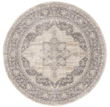 Load image into Gallery viewer, Brentwood Cream/Gray 3 ft. x 3 ft. Round Medallion Border Floral Area Rug
