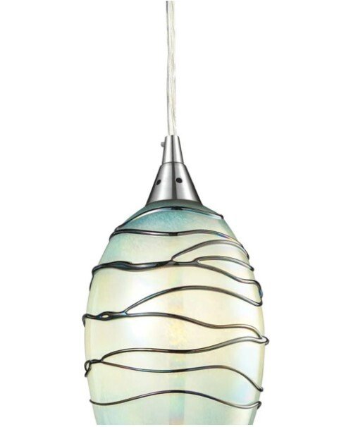 Vines 1 Light Mini Pendant with Hand Blown Glass Shade