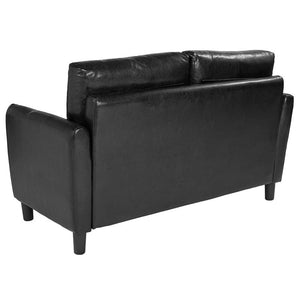 Candler Park Upholstered Loveseat in Black Leather - Flash Furniture