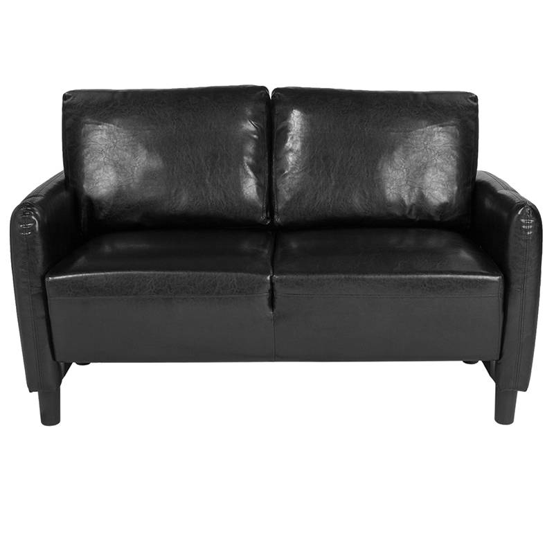 Candler Park Upholstered Loveseat in Black Leather - Flash Furniture