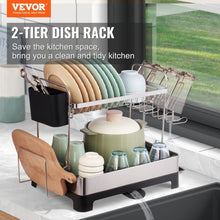 Load image into Gallery viewer, 2Tier Dish Drying Rack Dish Drainer Stainless Steel Kitchen Utensil Holder
