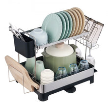 Load image into Gallery viewer, 2Tier Dish Drying Rack Dish Drainer Stainless Steel Kitchen Utensil Holder
