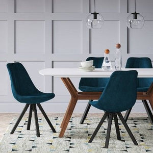 2pk Russel Blue Velvet Dining Chairs #9123