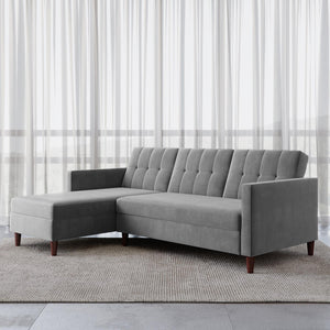 DHP Hartford Storage Sectional Futon with Chaise, Light Gray (Sofa piece only!) 1707AH