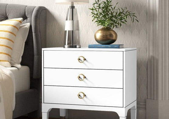 White Lorna 3 - Drawer Nightstand AS IS