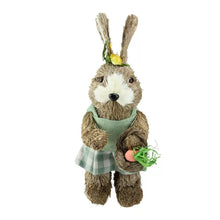 Load image into Gallery viewer, 10.5&quot; Sisal Easter Bunny Rabbit Spring Figure with Carrot Basket
