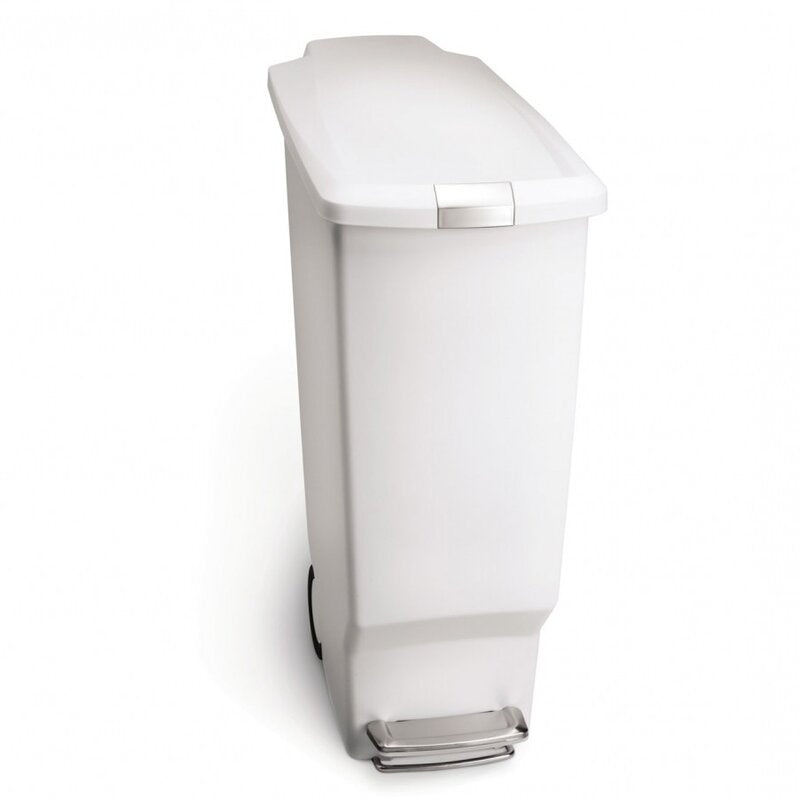 White 10.6 Gallon Step on Curbside Trash & Recycling Bin