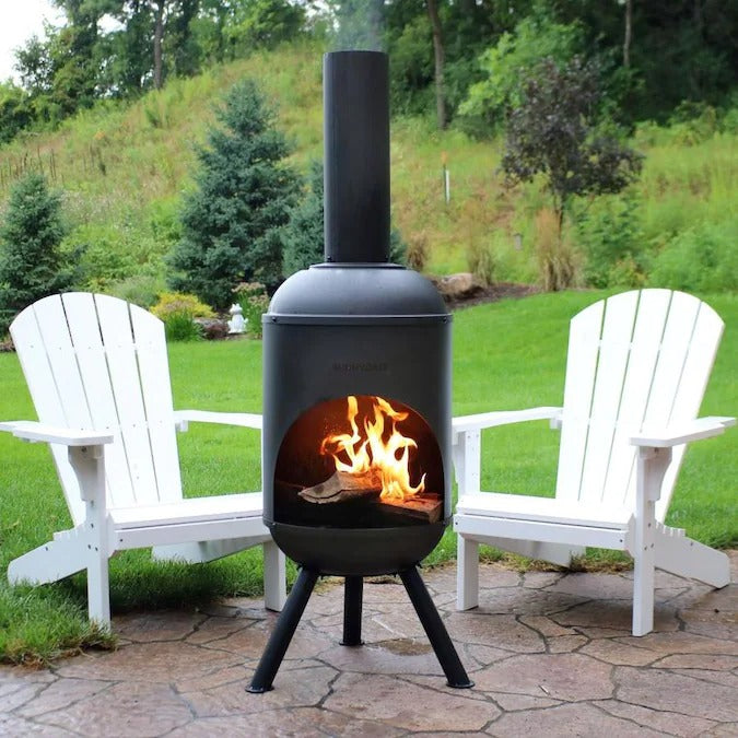 Sunnydaze Decor 60-in H x 19-in D x 22-in W Black Steel Chiminea 1882C ...