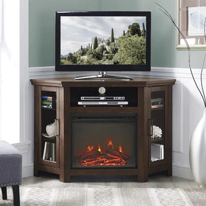 Walker Edison 20-in W Traditional Brown LED Electric Fireplace