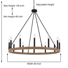 Load image into Gallery viewer, 12 - Light Wagon Wheel Chandelier by ACROMA
