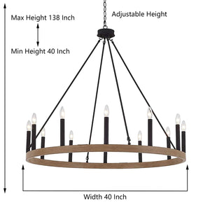12 - Light Wagon Wheel Chandelier by ACROMA