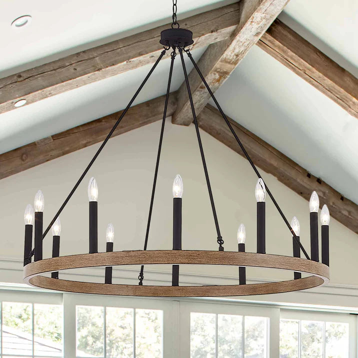 12 - Light Wagon Wheel Chandelier by ACROMA