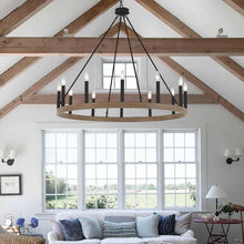 Load image into Gallery viewer, 12 - Light Wagon Wheel Chandelier by ACROMA
