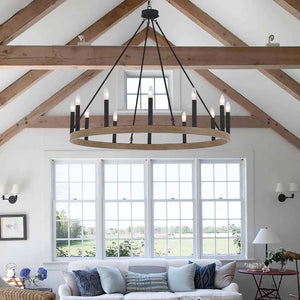 12 - Light Wagon Wheel Chandelier by ACROMA