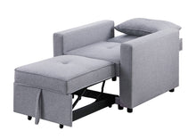 Load image into Gallery viewer, Zoey Light Gray Linen Convertible Sleeper Chair with Side Pocket
