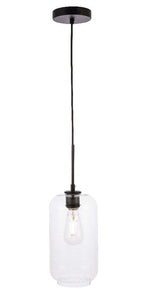 Collier 1 Light Black & Clear Glass Pendant - Elegant Lighting LD2276BK MRM1225