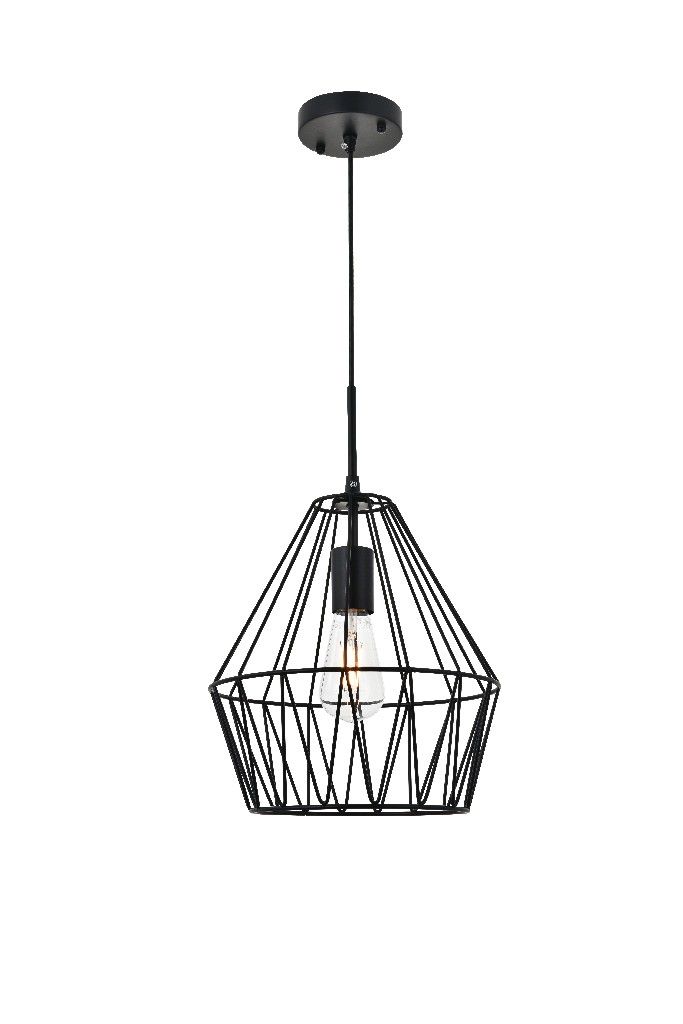 Candor 1 Light Black Pendant - Elegant Lighting LD4008D11BK MRM1287