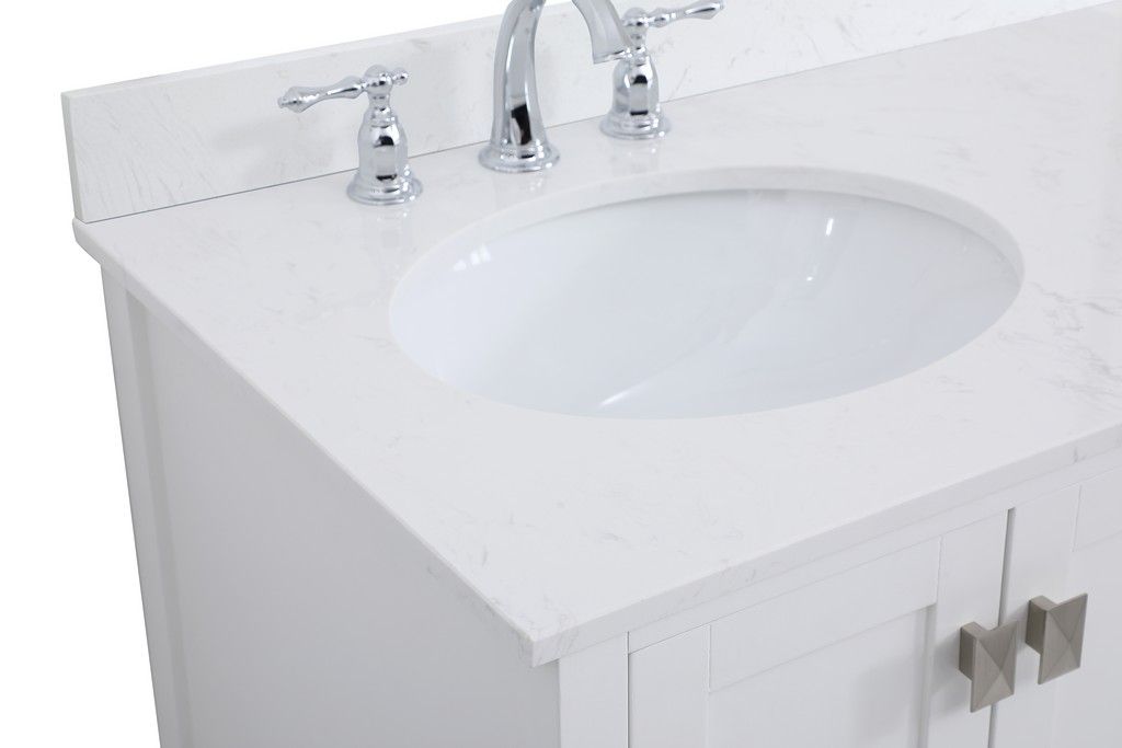 32 inch Single Bathroom  Vanity in White with Backsplash - Elegant Lighting VF18832WH-BS 1517AH