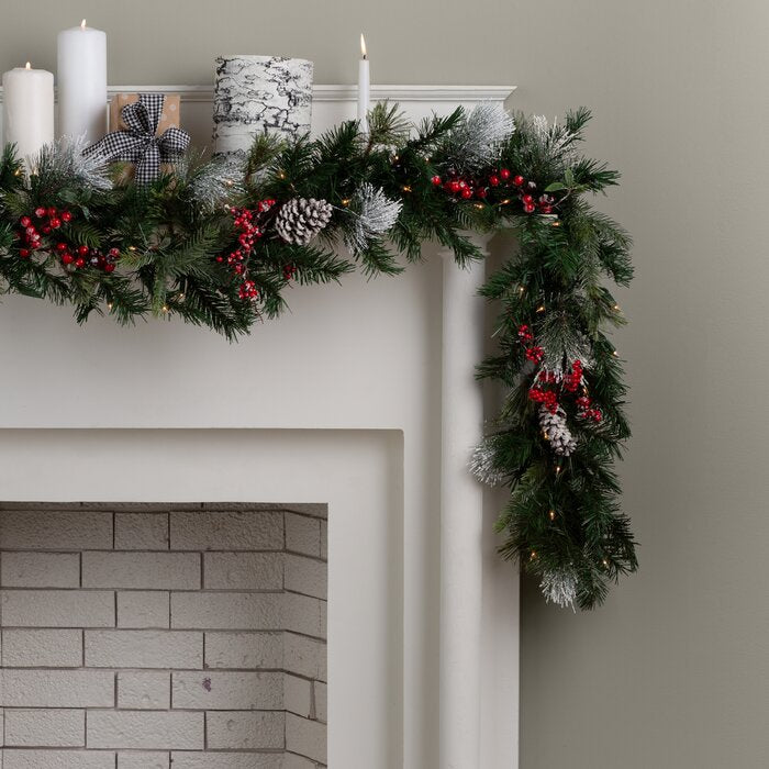 108'' in. Lighted Faux Garland, (Set of 2)