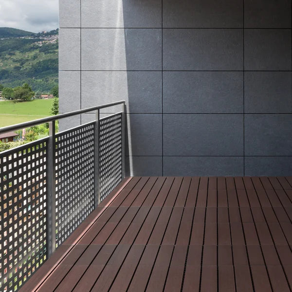 10Pc Interlocking Wood Plastic Compsoite Patio Deck Tiles Decking By CR Home (Kentucky Umber), 10 sq. ft.