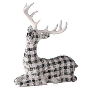10" Resin Laying Country Check Deer