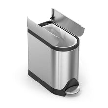 Load image into Gallery viewer, 10 Liter / 2.6 Gallon Butterfly Lid Bathroom Step Trash Can, Brushed Stainless Steel
