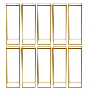 10 Pieces Square Metal Wedding Display Flower Stand Post Holder (Gold)