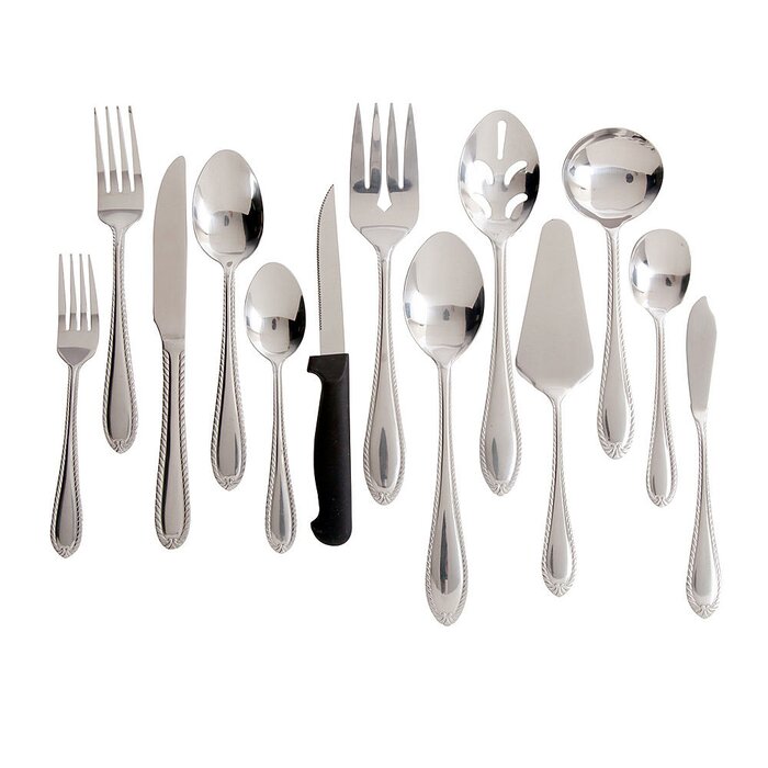 Pulaski 55 Piece 18/10 Stainless Steel Flatware Set, Service for 8 (SB224)
