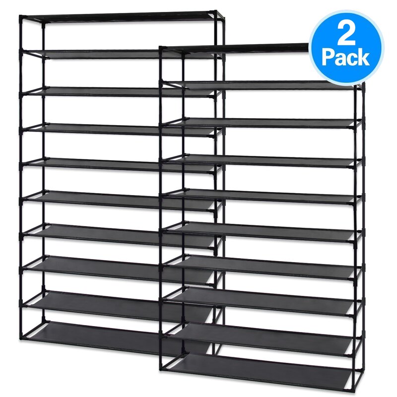 Black 10 Tier Steel 100 Pair Shoe Rack (Set of 2) 3952RR – Salvage