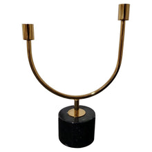Load image into Gallery viewer, 11.42&quot; Brass/Marble Tabletop Candlestick

