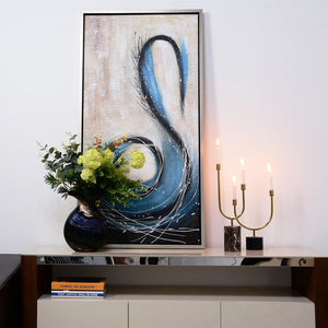 11.42" Brass/Marble Tabletop Candlestick