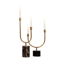 Load image into Gallery viewer, 11.42&quot; Brass/Marble Tabletop Candlestick
