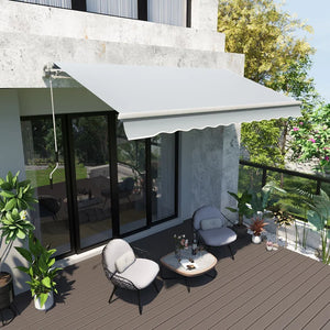 11.8Lx8.2W Manual Retraction Slope Patio Awning in Light Gray