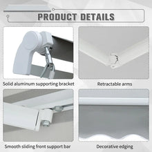 Load image into Gallery viewer, 11.8Lx8.2W Manual Retraction Slope Patio Awning in Light Gray
