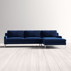 118.89" Wide Velvet Sofa & Chaise Sectional SB2157